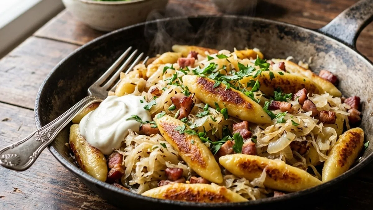Schupfnudeln mit sauerkraut Zubereitung – Schritt 4: Knusprige Schupfnudeln unterheben & servieren (Schritt-für-Schritt-Anleitung aus der KostWelt-Testküche)