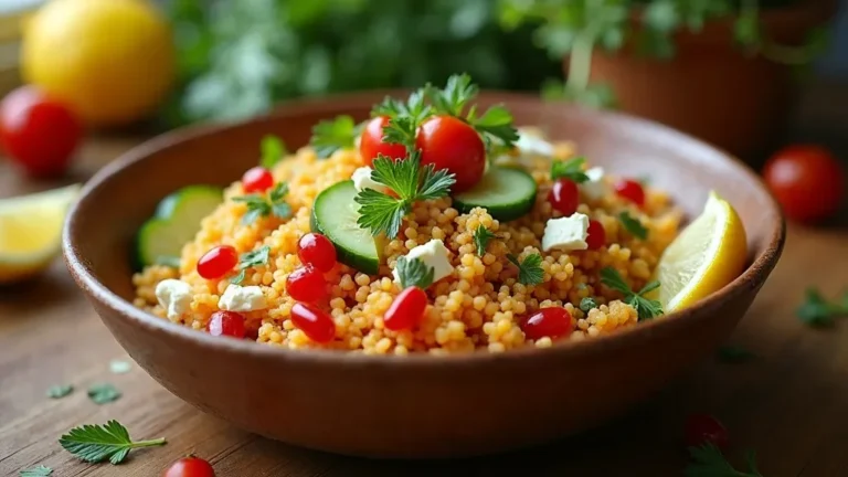 Rezeptbild: Türkischer Couscous Salat: Das beste 15-Minuten-Rezept (Kısır-Art mit Gurke, Tomaten & Feta) – Schnelle Zubereitung, Zutaten & exakte Garzeit