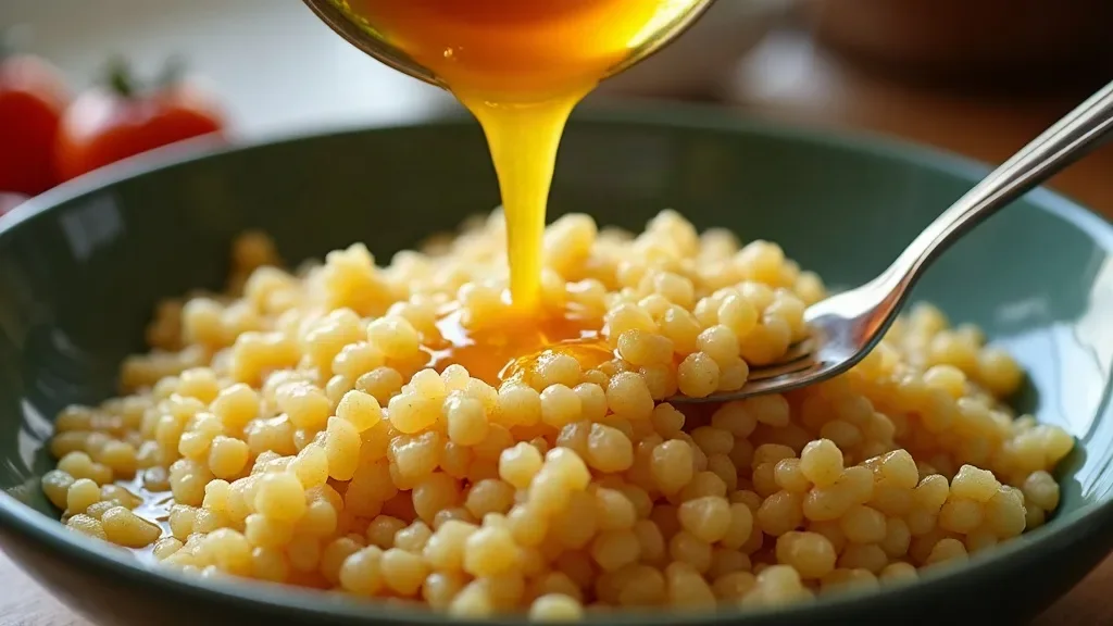 Türkischer Couscous Salat Zubereitung – Schritt 1: Couscous im Verhältnis 1:1 quellen lassen (Schritt-für-Schritt-Anleitung aus der KostWelt-Testküche)