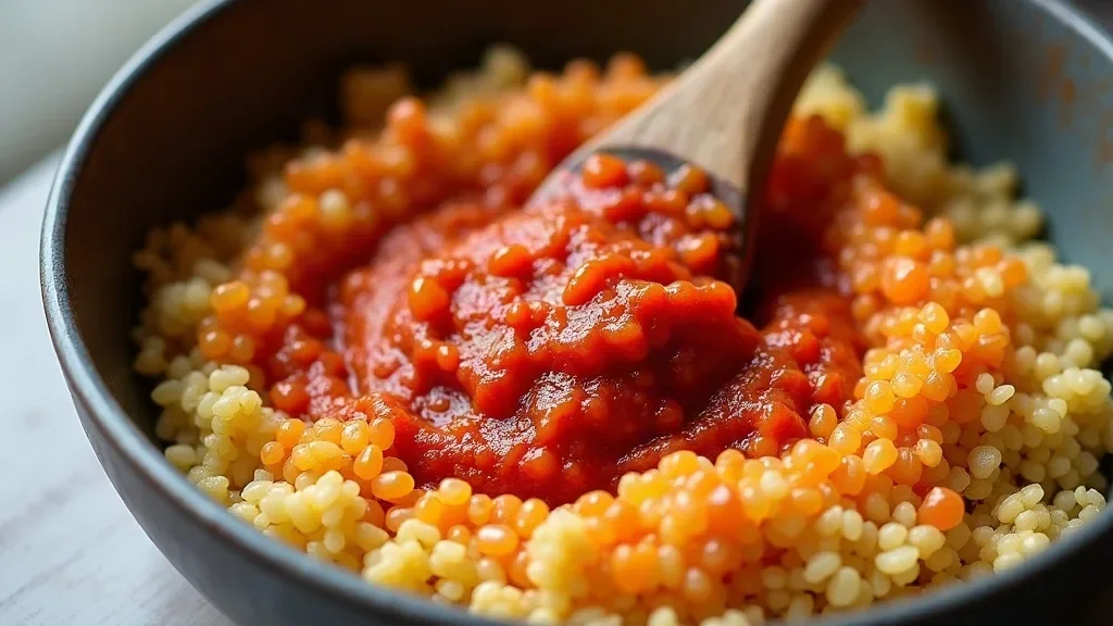 Türkischer Couscous Salat Zubereitung – Schritt 3: Dressing warm in den Couscous einarbeiten (Schritt-für-Schritt-Anleitung aus der KostWelt-Testküche)